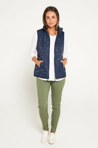 Kelly Reversible Puffer Vest - Navy Spot - Goupick