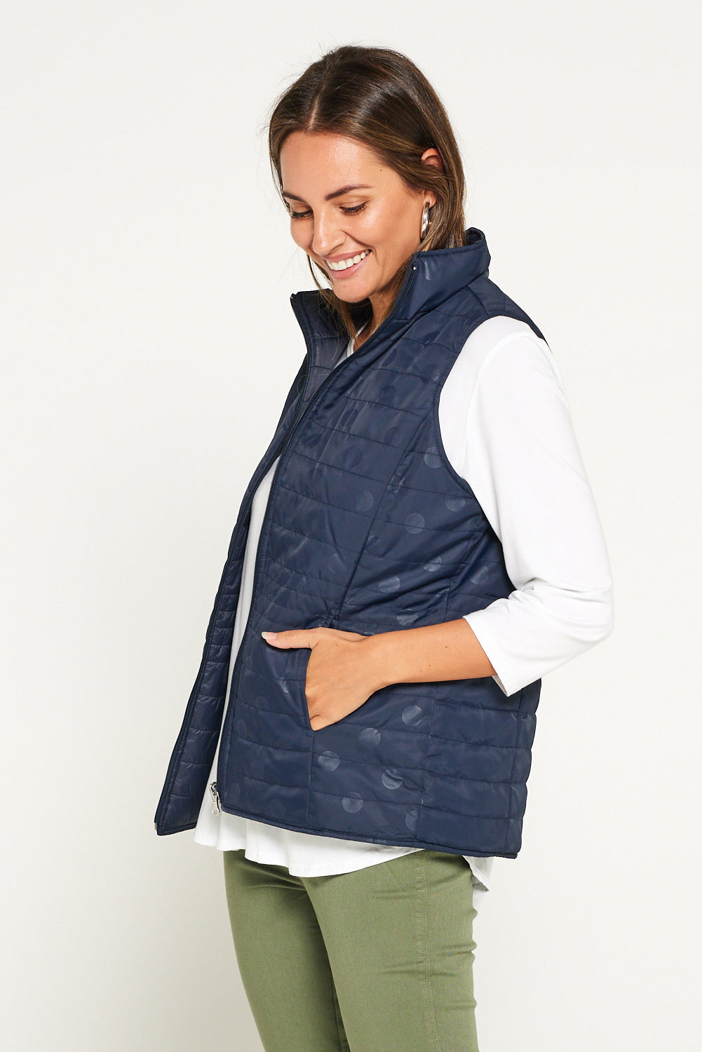 Kelly Reversible Puffer Vest - Navy Spot - Goupick