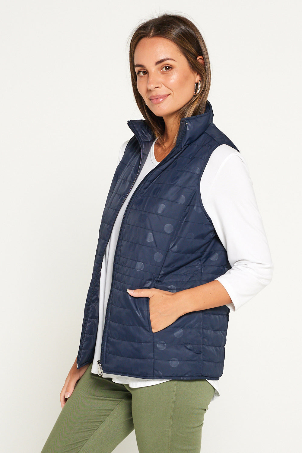 Kelly Reversible Puffer Vest - Navy Spot - Goupick