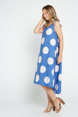 Marie Cotton Dress - Blue/Spot - Goupick