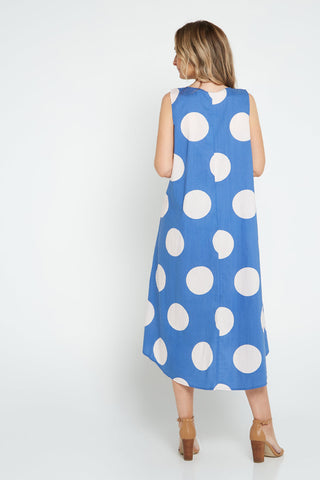 Marie Cotton Dress - Blue/Spot - Goupick