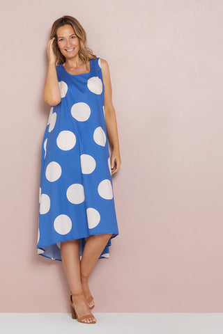 Marie Cotton Dress - Blue/Spot - Goupick