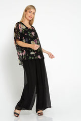 Alena Silk Pants - Black - Goupick