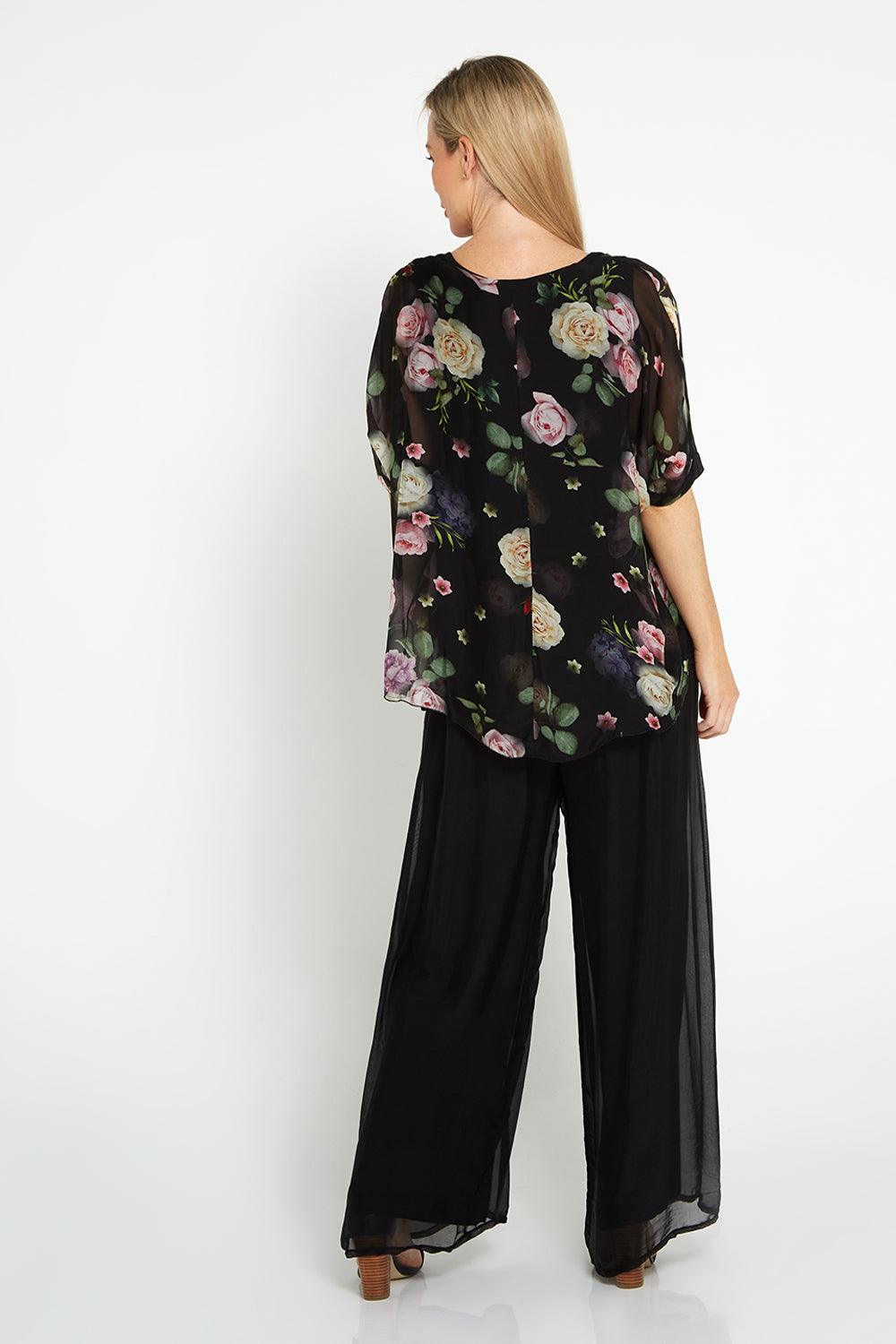 Alena Silk Pants - Black - Goupick