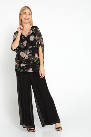 Alena Silk Pants - Black - Goupick
