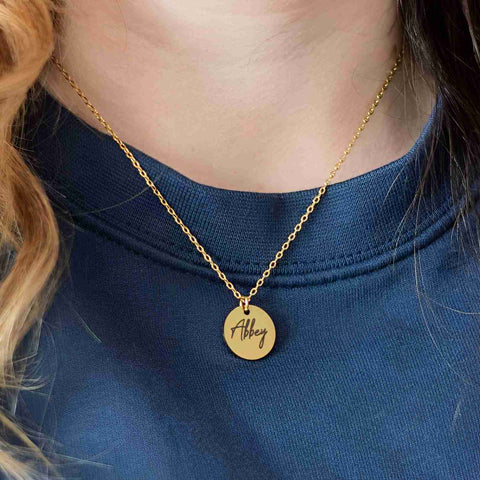 Engraved Disc Name Necklace