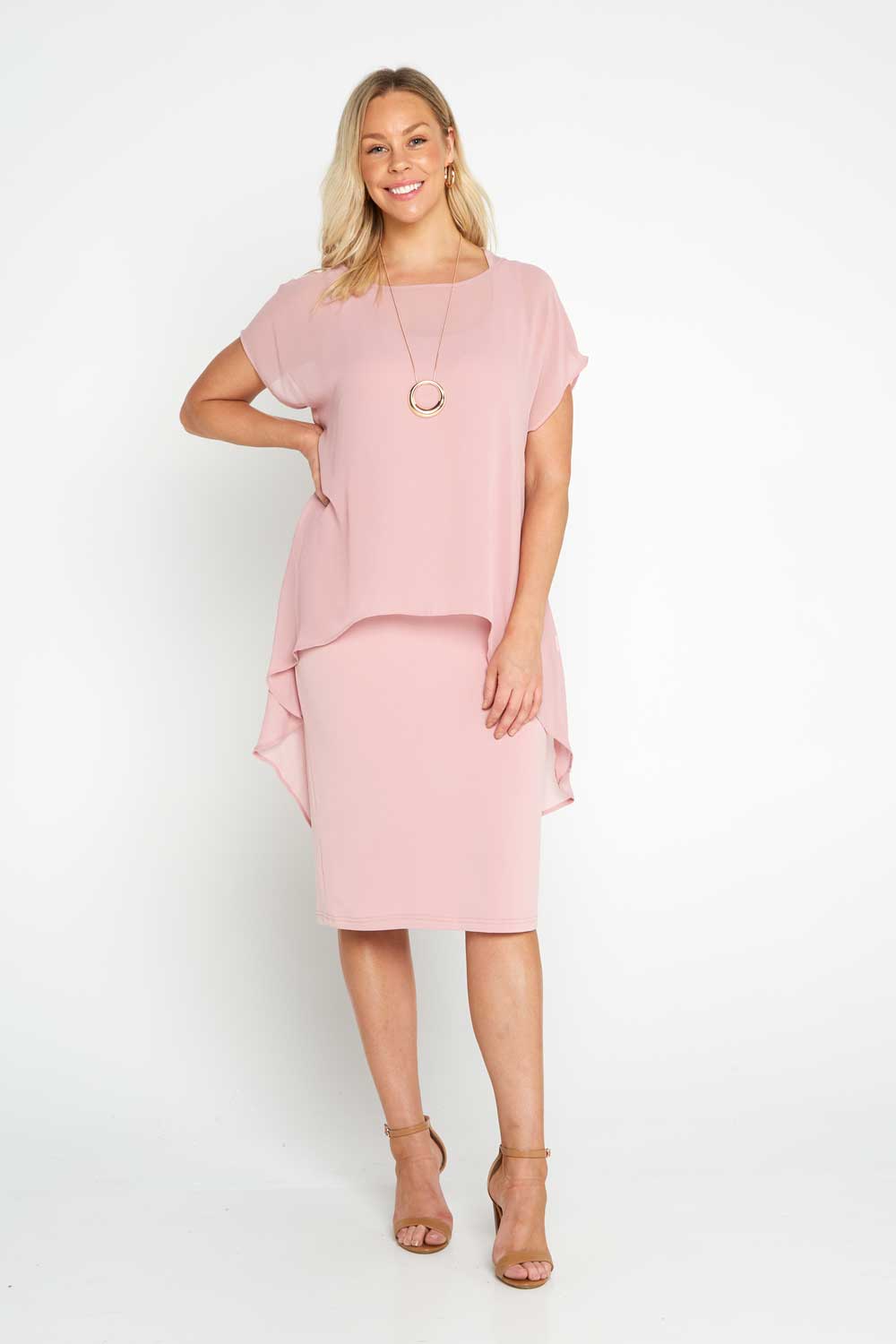 Celia Chiffon Top - Blush - Goupick