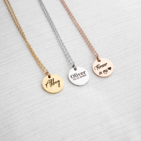 Engraved Disc Name Necklace