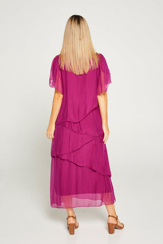 Carrie Silk Dress - Orchidea - Goupick