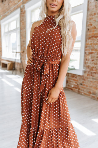 Halter Neck Smocked Maxi Dress - Goupick