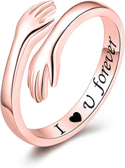 Adjustable I Love You Forever Hug Rings