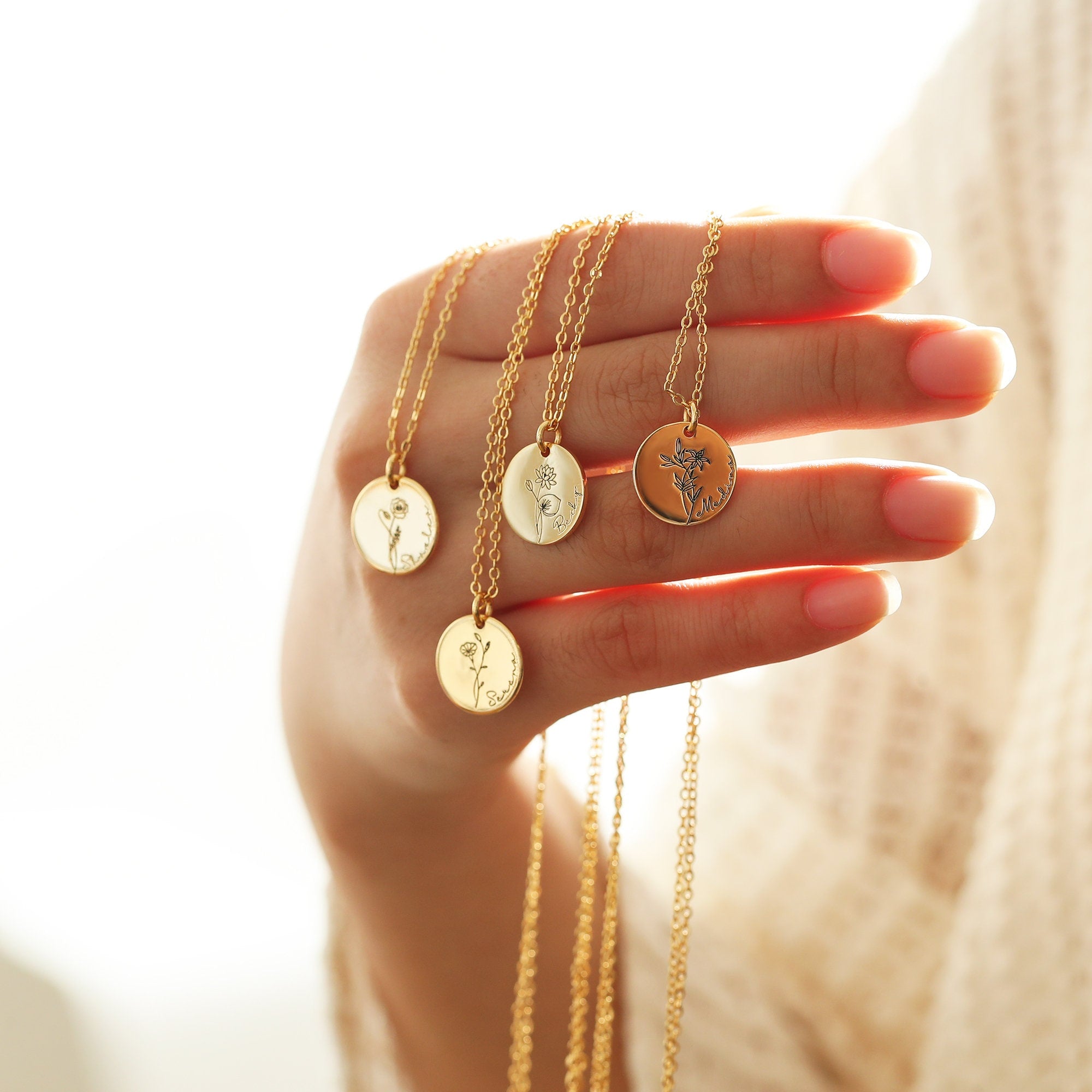 Personalized Birth Flower Necklace