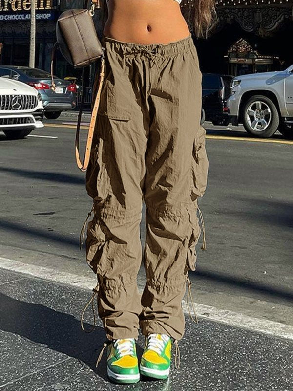 Pocket Drawstring Parachute Cargo Pants