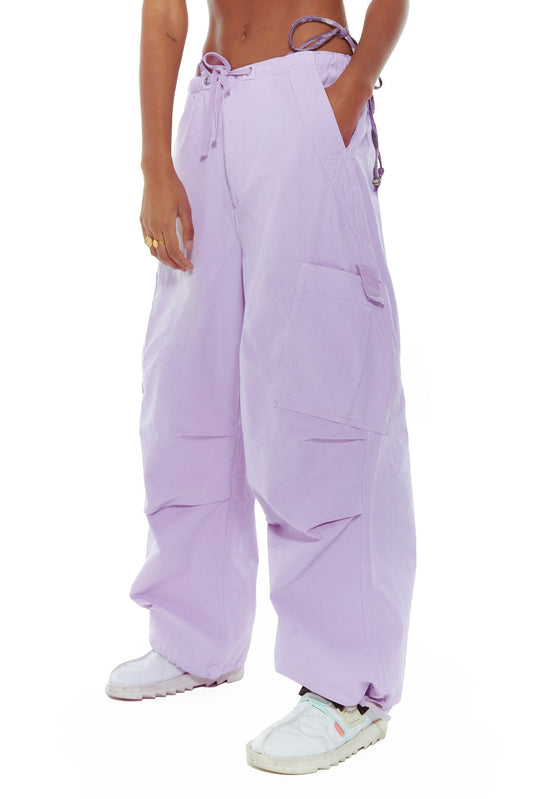 Lilac Parachute Cargo Pants | Y2K Oversized Baggy Fit