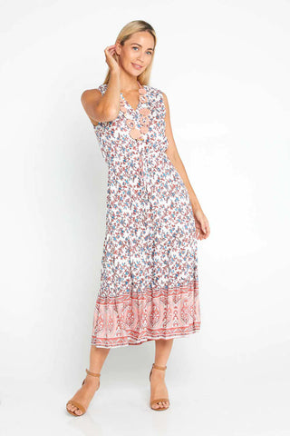 Pink Floral Midi Dress