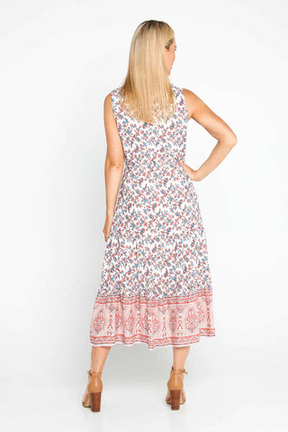 Pink Floral Midi Dress