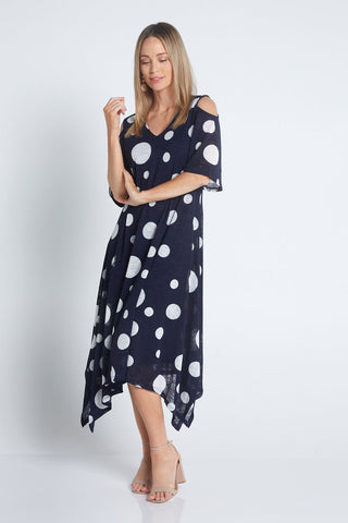 Emmalyn Dress - Navy White Spot - Goupick