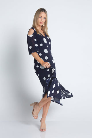 Emmalyn Dress - Navy White Spot - Goupick