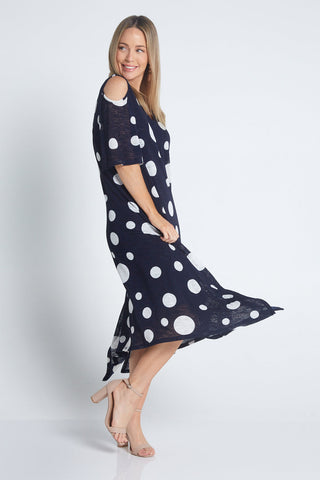 Emmalyn Dress - Navy White Spot - Goupick