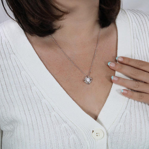 White Gold Necklace with Real Rose