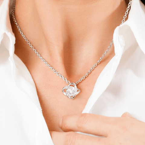 White Gold Necklace with Real Rose