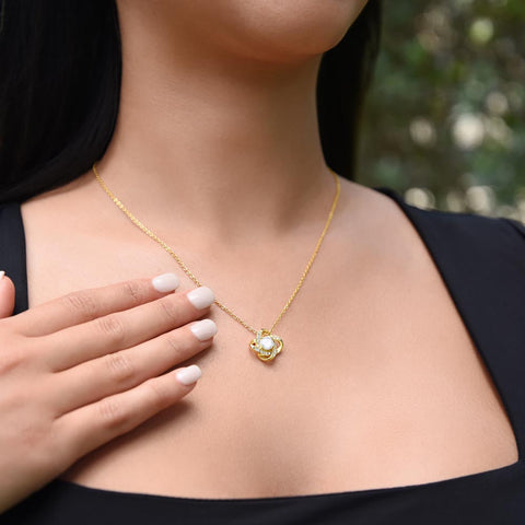White Gold Necklace with Real Rose