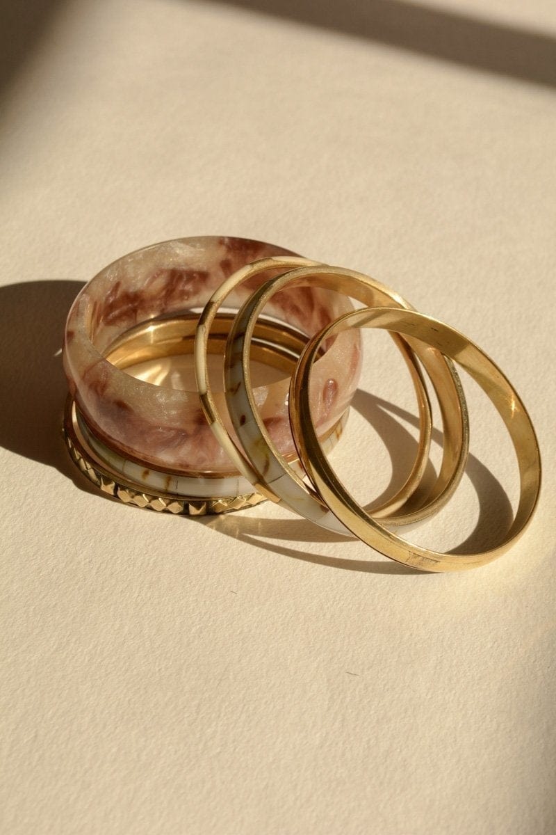 Resin & Stone Stacked Bangle - Goupick