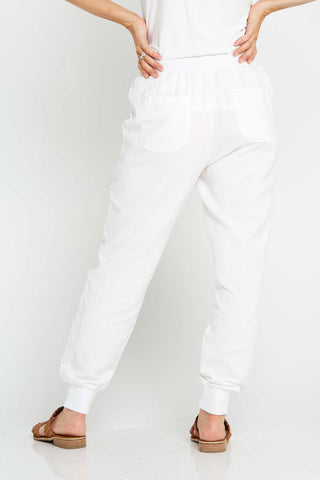 Victoria Linen Joggers - White - Goupick