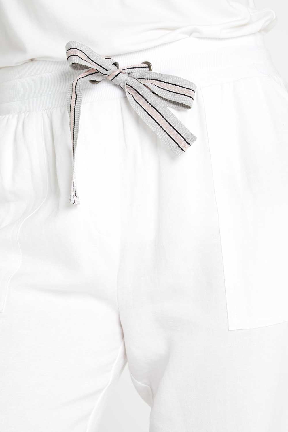 Victoria Linen Joggers - White - Goupick