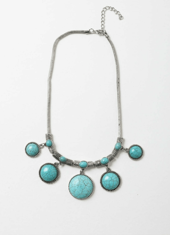 Turquoise Charm Link Necklace - Goupick