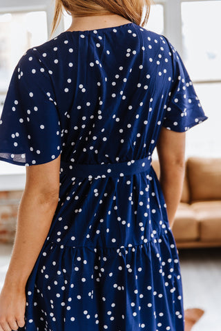 V Neck Printed Tie Dress - Goupick