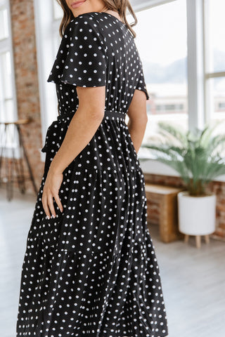 V Neck Printed Tie Dress - Goupick